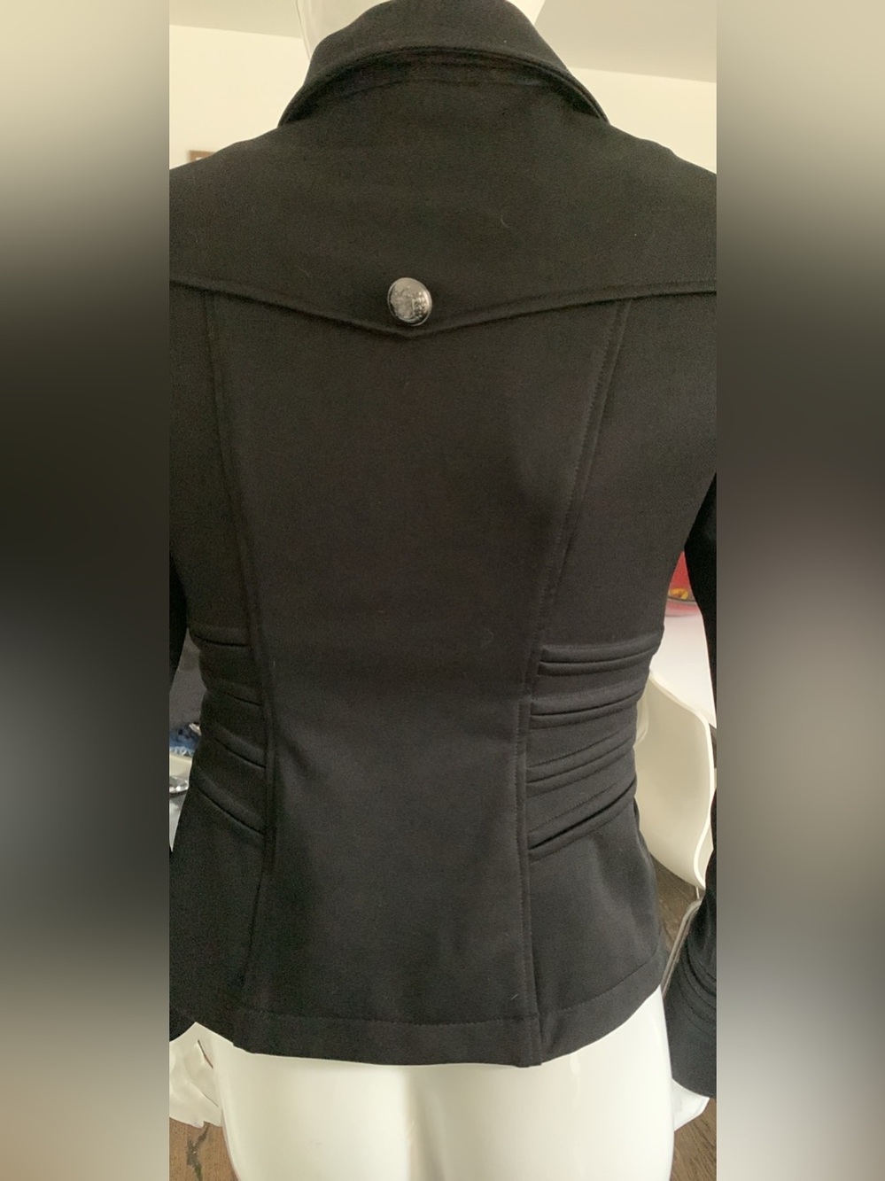 Women's Black Double-Breasted Military Jacket - Picture 4 of 10